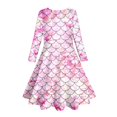 thumbnail image 5 of Girls' Scale Print Dress Long Sleeve Sparky Sequin Slim Fit Dress Shiny Party Princess Dress for Kid Fantasy Theme Birthday Outfit,Pink,XL, 5 of 5