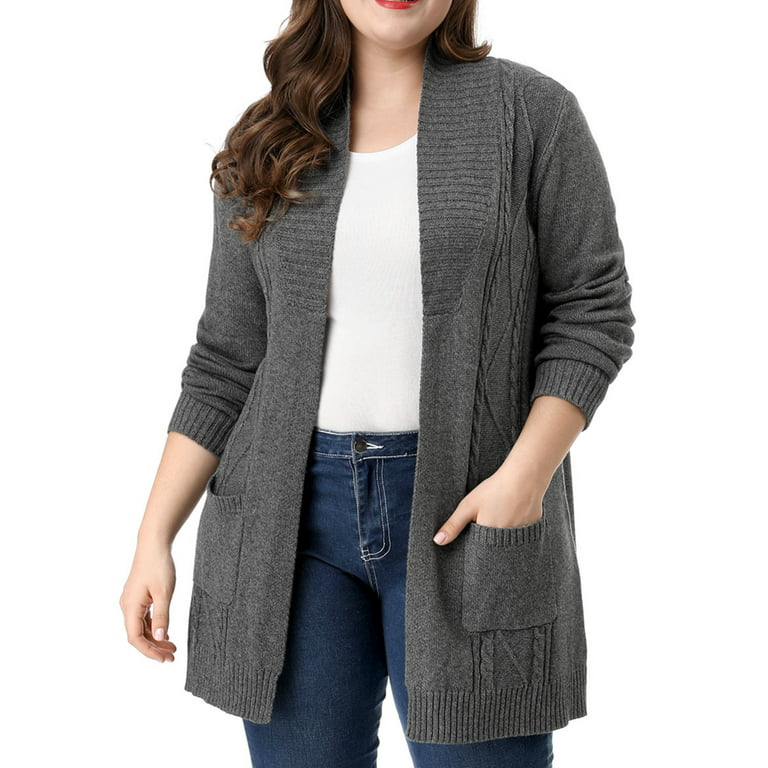 åbning Creep Settlers Unique Bargains Women's Plus Size Long Sleeve Open Front Sweater Cardigan -  Walmart.com