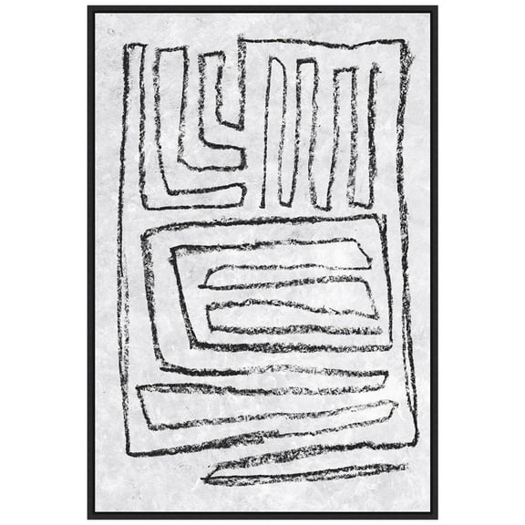 Amanti Art Black and White Runes II Framed Canvas Wall Art Print