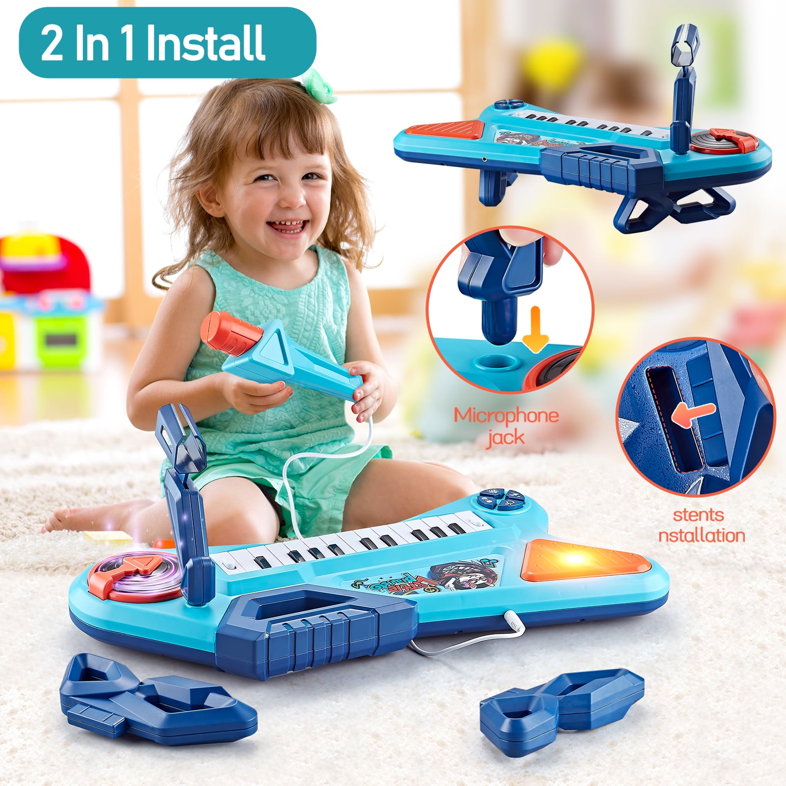 First Birthday Toddler Piano Toys for 1 Year Old Boy Gift Baby Keyboard and Microphone Musical Instruments