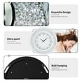 thumbnail image 4 of LUVODI 24 inch Rround Crushed Diamond Wall Clock Silver Beveled Mirrored Clock for Wall Living Room Decor, 4 of 11