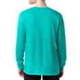 thumbnail image 4 of Hanes Essential-T Men's Long Sleeve T-Shirt | Soft Crew Neck 100 Cotton Tee, Athletic Teal, M, 5 oz, 4 of 5