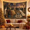 thumbnail image 3 of Crowned Woman on a Grand Peacock Terrace, Dramatic Fantasy for Peacock Lovers, Royal Palace Decor, Housewarming Gift, Tapestry Wall Hanging for Living Room and Bedroom, 3 of 7
