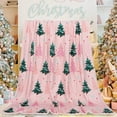 thumbnail image 2 of Christmas Fuzzy Blanket 60 x 50 Inch Pink Green Xmas Tree Soft Throw Blanket for Winter Home Chair Sofa Couch Bed, 2 of 7