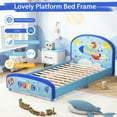 thumbnail image 7 of GVN Wood Upholstered Twin Bed Platform with Slat Support-Blue, Baby Bed for Sleeping and Sleepovers, 7 of 7