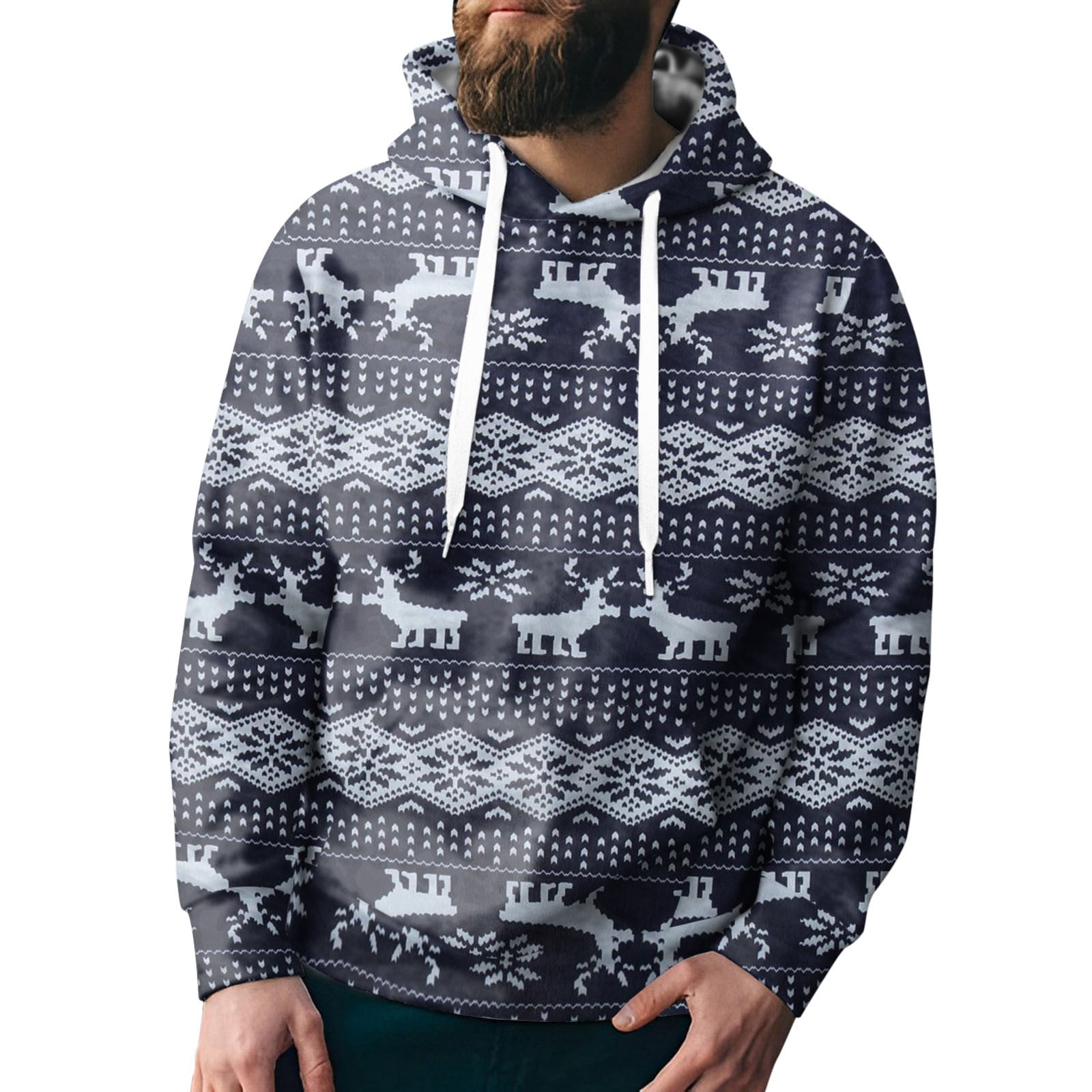 Giant Hoodie Male Autumn And Winter Leisure Sports Chritmas Print Slim Fit  Hooded Long Sleeve Sweater Mens Hoodie Medium Hoodies Pullover Oversized  Zip up Hoodie for Men Mens Thick Hoodies Pullover -