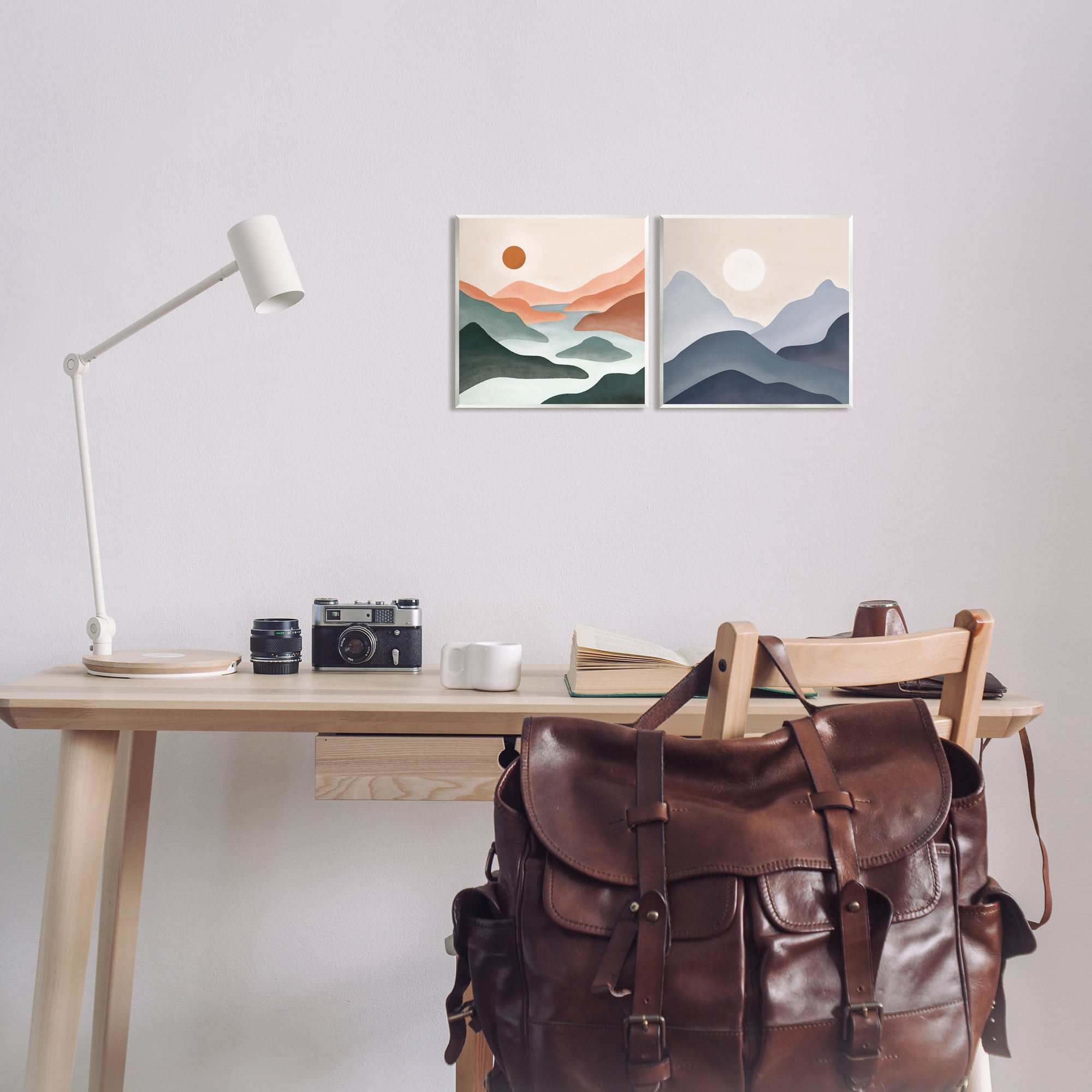 Stupell Industries Mountainous Landscape Flowing Stream River Modern Design Painting Unframed Art Print Wall Art, Set of 2, Design by JJ Design House LLC