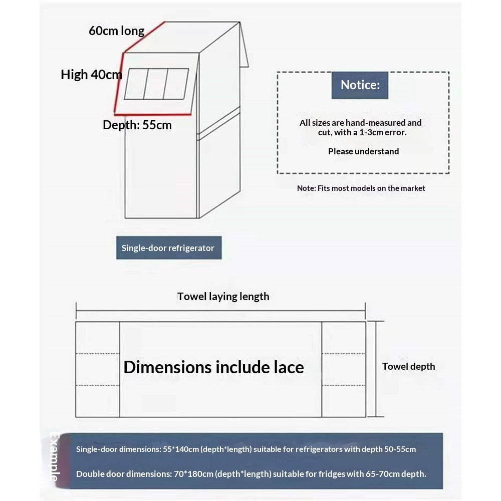 Refrigerator Dust Proof Cover with Storage Pockets Fridge Dust Cover Washer And Dryer Top Cover 65x170 cm (GREY)