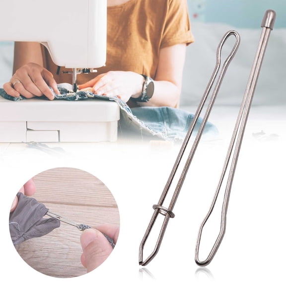 CoreLiving Drawstring Threader Tool, Hoodie String Threader, Stainless Steel Bodkin Sewing Tool with Long Loop & Short Rope Clips for Easily Threading Hoodies, Jackets, Pants, Shorts Ropes & Cords