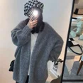 thumbnail image 4 of ZHaobin Knitted Cardigan Women Oversized Sweater Coat Korean Fashion Thicken Knitwear Winter Streetwear Casual Jumpers (Khaki,One Size), 4 of 6