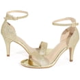 thumbnail image 2 of BLISSFUL STEP Women's Open Toe Glitter Ankle Strap Stiletto Heel Sandals, 2 of 7