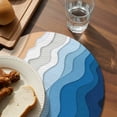 thumbnail image 3 of Blue Geometric Beach Round 13 Inch Placemats Set of 2, Ombre Waves Moire Abstract Art HeatResistant Non Slip Place Mats for Dining Table, Wipeable Braided Kitchen Table Mats for Housewarming, 3 of 9