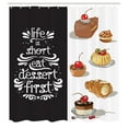 thumbnail image 3 of Ambesonne Saying Shower Curtain, Eat Dessert First Patisserie, 69"Wx70"L, Multicolor, 3 of 5