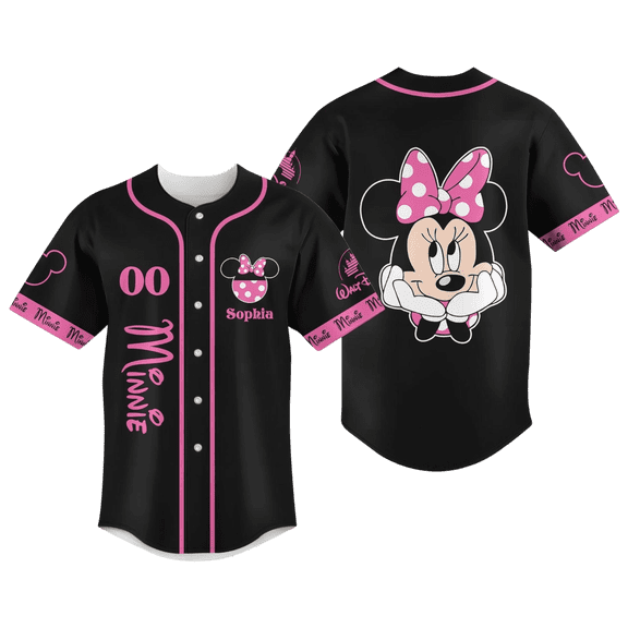 Custom Disney Minnie Baseball Jersey, Minnie Mouse Baseball Shirt, Mickey And Minnie Jersey Shirt, Magic Kingdom Jersey Men