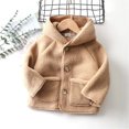 thumbnail image 3 of QUYUON Toddler Girls Fleece Jackets with Hood Baby Boys Girls Soft Lightweight Button-Down Cardigan Jacket with Pockets Thicken Warm Winter Coat Outerwear Khaki 3T, 3 of 3
