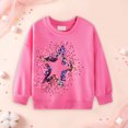thumbnail image 2 of YDFCWXW Girls Cotton Pullover Sweatshirts Kids Sequin Star Pattern Crewneck Tops (Pink, 4-5 Years), 2 of 9