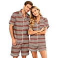 thumbnail image 2 of Men's Pajama Sets Button Up Pajamas for Women Matching Pj Set Women Plaid Button Down Soft Cooling Sleepwear with Pockets Women Men Short Sleeve Matching Pajamas Set for Couples Lounge 2Pcs, Red, 2XL, 2 of 5