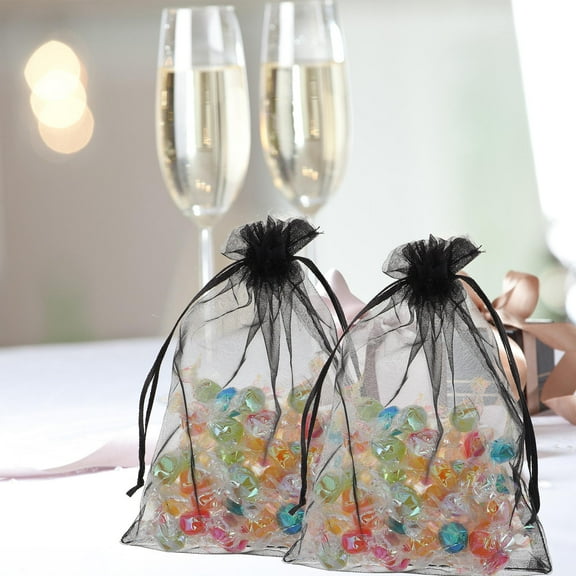 Masteelf 50pcs Organza Drawstring Fan Bags 7 07x5 11 Inches Candy Pouches Sheer Mesh for Wedding Party Favors Wrapping Supplies