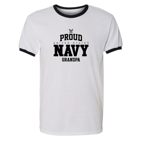 Proud United States Navy GRANDPA Adult Short Sleeve Ringer T-shirt