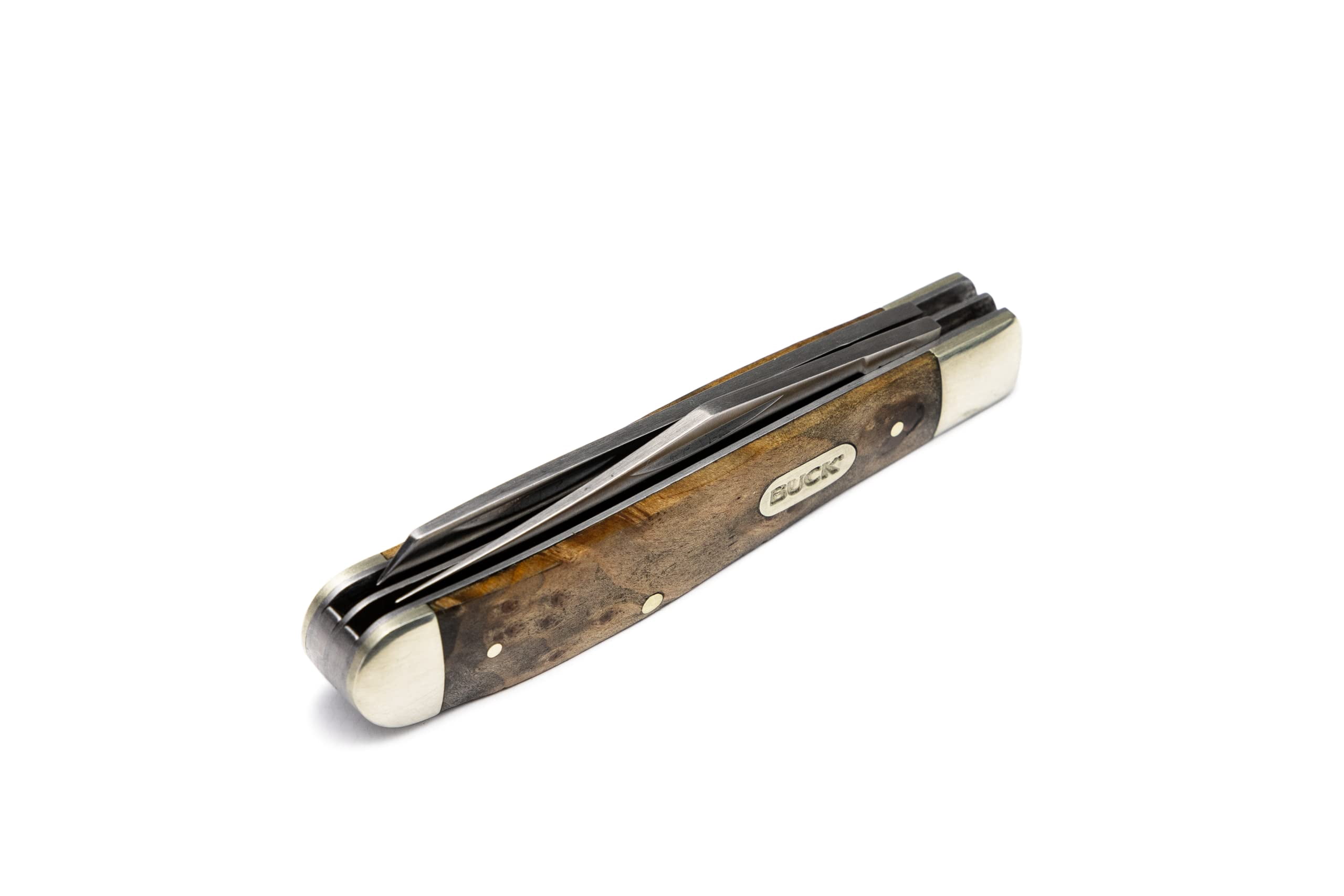 Buck Knives 382 Trapper Folding Pocket Knife, 2-Blade, Burlwood Handle, 2.6 oz