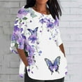 thumbnail image 2 of LYXSSBYX 3/4 Length Sleeve Womens Tops Plus Size Women's Ladies Fashion Casual Cropped 3/4 Sleeve Printing Cotton Loose Shirt Blouse Top, 2 of 5