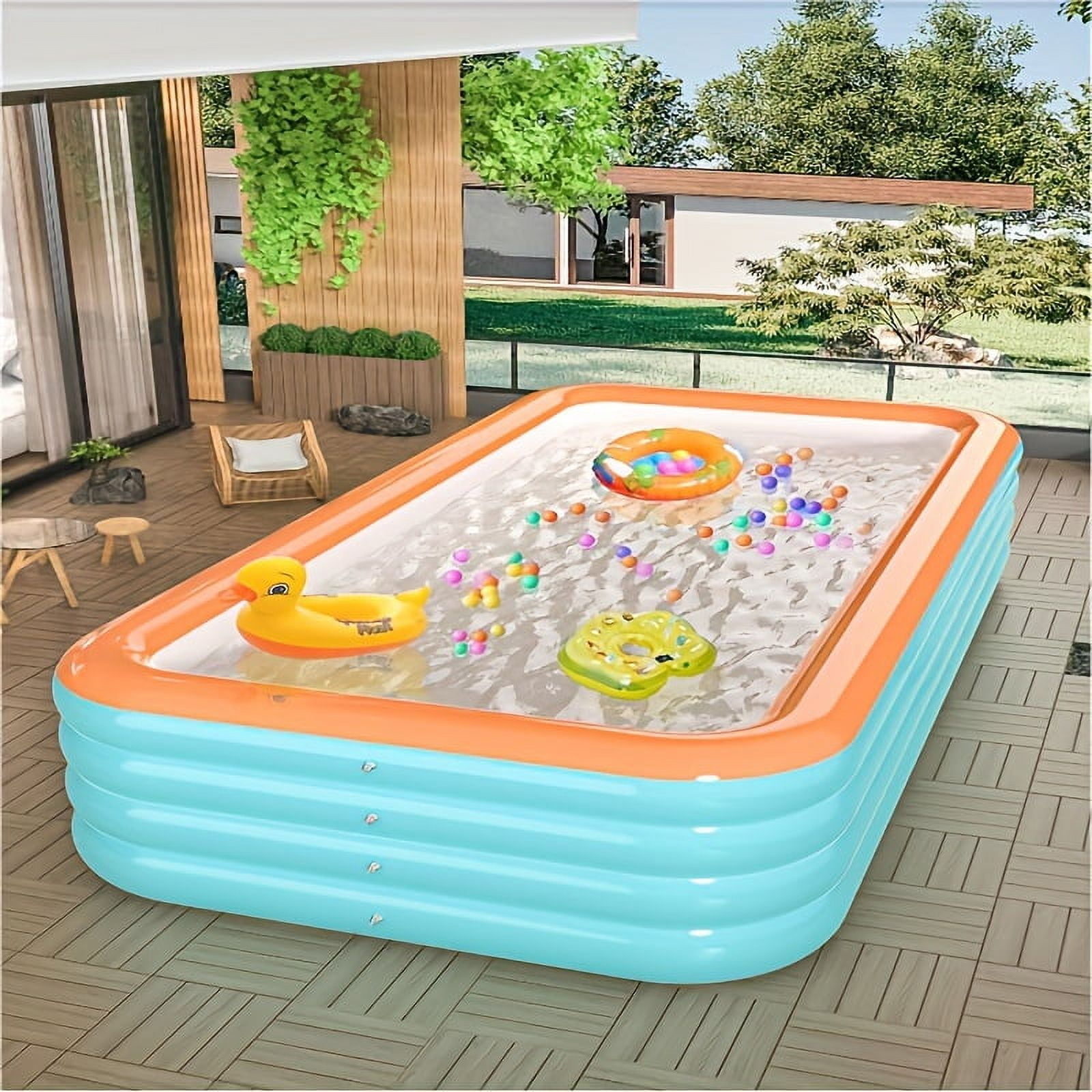 4-Meter Inflatable Household Swimming Pool, Thick PVC, Quick-Open Outdoor Pool for Yard Parties