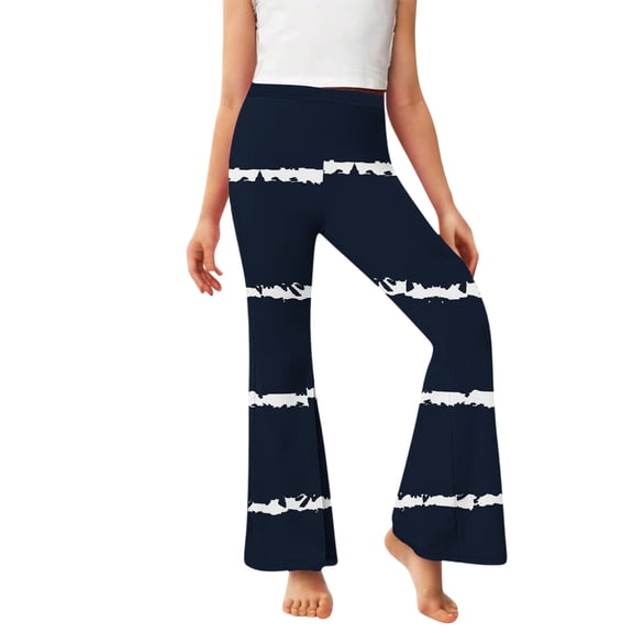 Fleece Lined Flare Leggings Girls Size 6 Winter Warm Striped Flared Pants High Waisted Thermal Pants, 11 Y