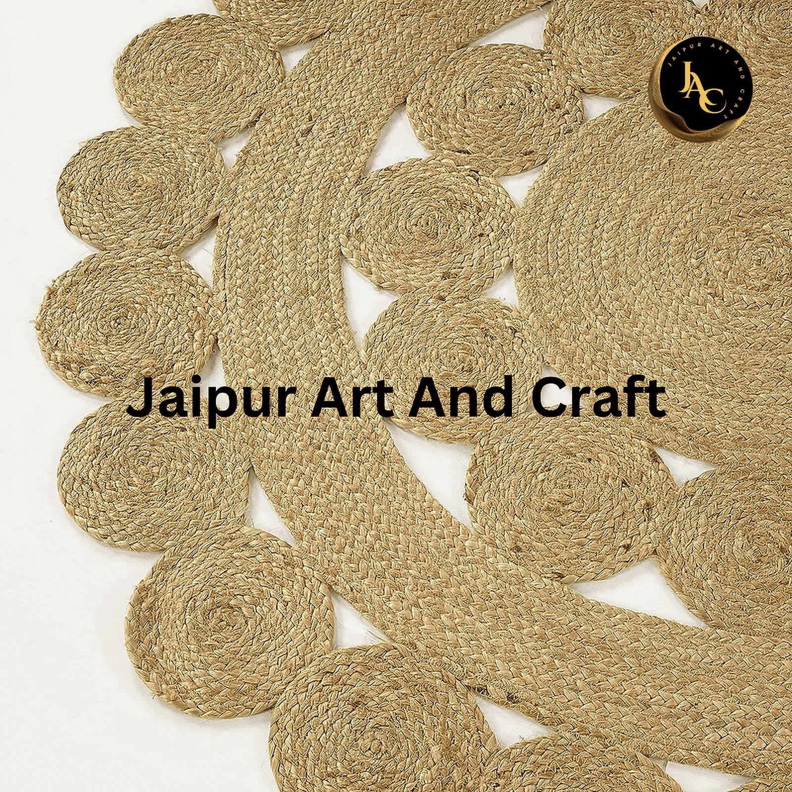Jaipur Art And Craft Round Jute Area Rug Handmade Boho Charm Farmhouse Soft Braided Carpet for Indoor (3x3 Sq Ft)