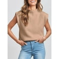 thumbnail image 6 of GXFC Women Fall Tank Sweater Sleeveless Mock Neck Solid Color Loose Knit Vest Top for Daily, 6 of 9