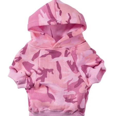 Camouflage Dog Hoodies Fleece Lined Chic Warm Pink or Green Camo Sweatshirts (Medium-Pink)