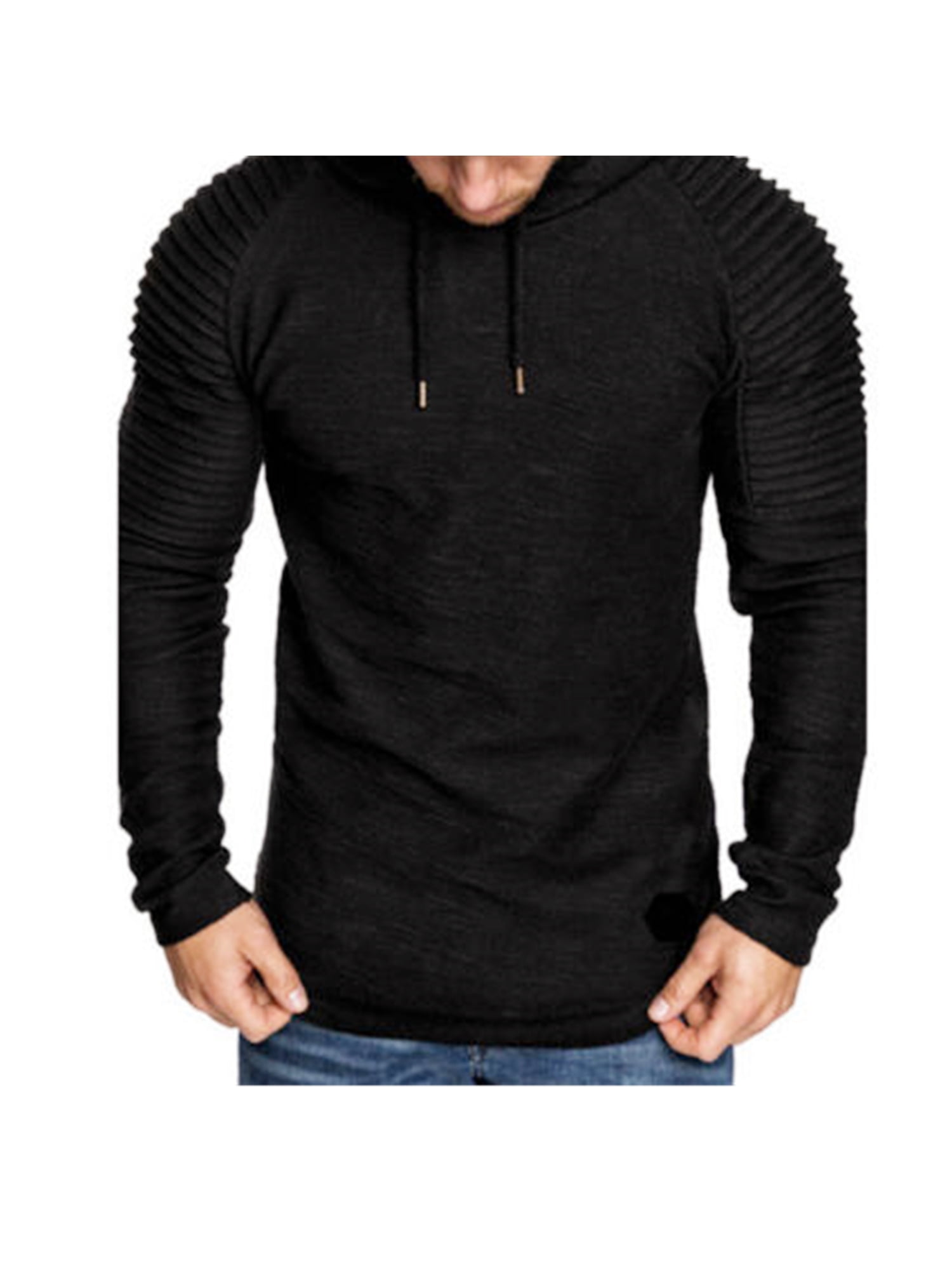 solid pleated hoodie
