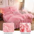 thumbnail image 4 of LIFEREVO 3 Pieces Luxury Plush Shaggy Faux Fur Duvet Cover Set(1 Fluffy Fuzzy Comforter Cover + 2 Pompoms Fringe Quilted Pillow Shams) Furry Bed Set, Zipper Closure, King Size, Pink, 4 of 7