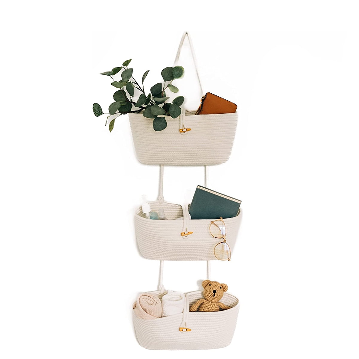 Rope over the Door Basket 3Tier Wall Hanging Basket for Storage over