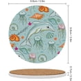 thumbnail image 3 of SKYSONIC Round Drink Coasters 1 Pcs Dolphin and Jellyfish Absorbent Ceramic Coaster with Cork Base for Coffee Cups Housewarming Gift for Home Decor, 3 of 6