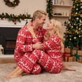 thumbnail image 4 of Matching Christmas Pajamas for Family Long Sleeve Reindeer Print Tops + Pants Set Loungewear, 4 of 10