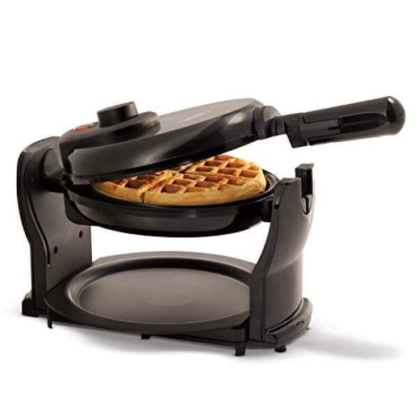Folding Handle-Kitchen Accessories Classic Cuisine 82-KIT1119 Iron-Classic 180 Rotation Flip Waffle Maker with Nonstick Plates Removable Drip Pan 