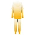 thumbnail image 3 of aohooy Two Piece Outfits for Women Spring Casual Long Sleeve Gradient Color Hoodie Sweatshirts Jogger Sweatpants Tracksuit Sweatsuit Lounge Sets 2025 Yellow,S, 3 of 4