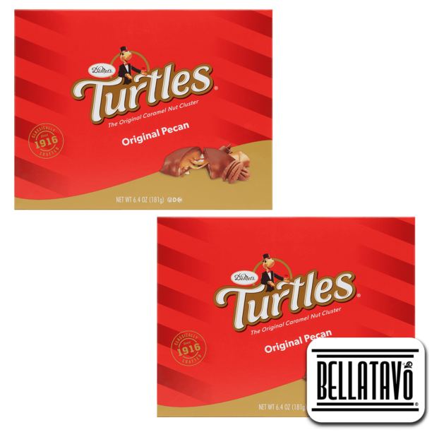 Chocolate Turtles Gift Box Bundle. Includes Two6.4 Oz DeMets Turtles Original Pecan Caramel