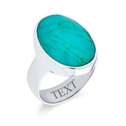 Bling Jewelry Womens Southwest Oval Cabochon Turquoise Bezel Set Statement Ring Sterling Silver
