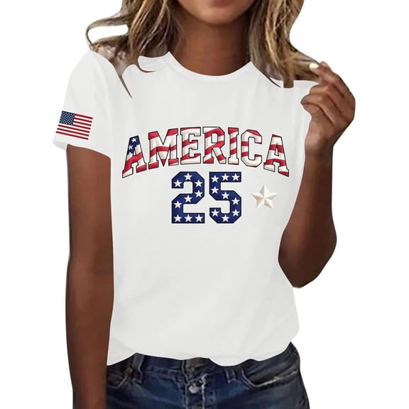 ibiyuan America 250 Shirt Anniversary Women T Shirts Pack Crewneck 250 Anniversary Usa Flag Short Sleeve Independence Day Women Shirts Tops for Women