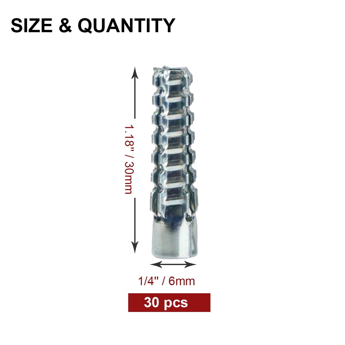 Drywall Anchors (Screws No Included), Expansion Pipe for Hollow Walls Tile,Cement Bolt Expansion Tube,Fixing Stripped Screw Holes 30 PCS (M8*32)