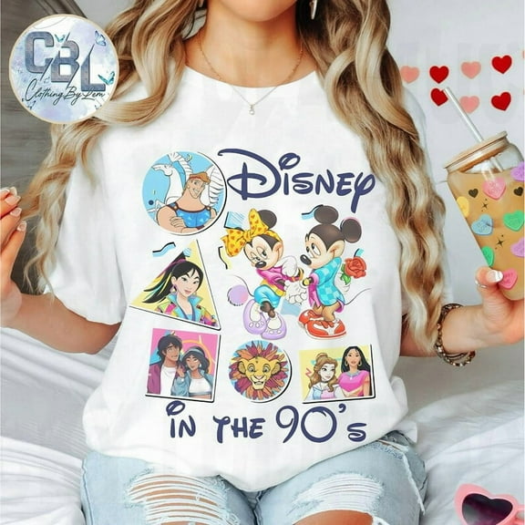Disney Mickey & Friends In The 90S Shirt, Hercules Simba Pocahontas Belle Mulan Aladdin Tshirt, Disneyland Family Holiday Vacation 2025 Trip