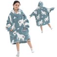 thumbnail image 1 of Wearable Blanket Hoodie for Kids  Thick Sherpa Sweatshirt with Elastic Sleeves and Giant Pockets Super Warm and Cozy Fuzzy Plush Fleece Blanket Jacket Animal Pattern, 1 of 10