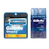 Gillette Mach3 Turbo 15ct Razor Blade Refill and Shave Gel Bundle