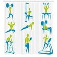 thumbnail image 3 of Ambesonne Fitness Shower Curtain, Gym Activity Equipment, 69"Wx70"L, Apple Green Sky Blue, 3 of 3