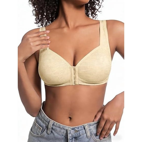 Pack Front Closure Bras for Women Full Coverage Lace Wireless Bralettes, Soft Breathable Support Wirefree Everyday Bras