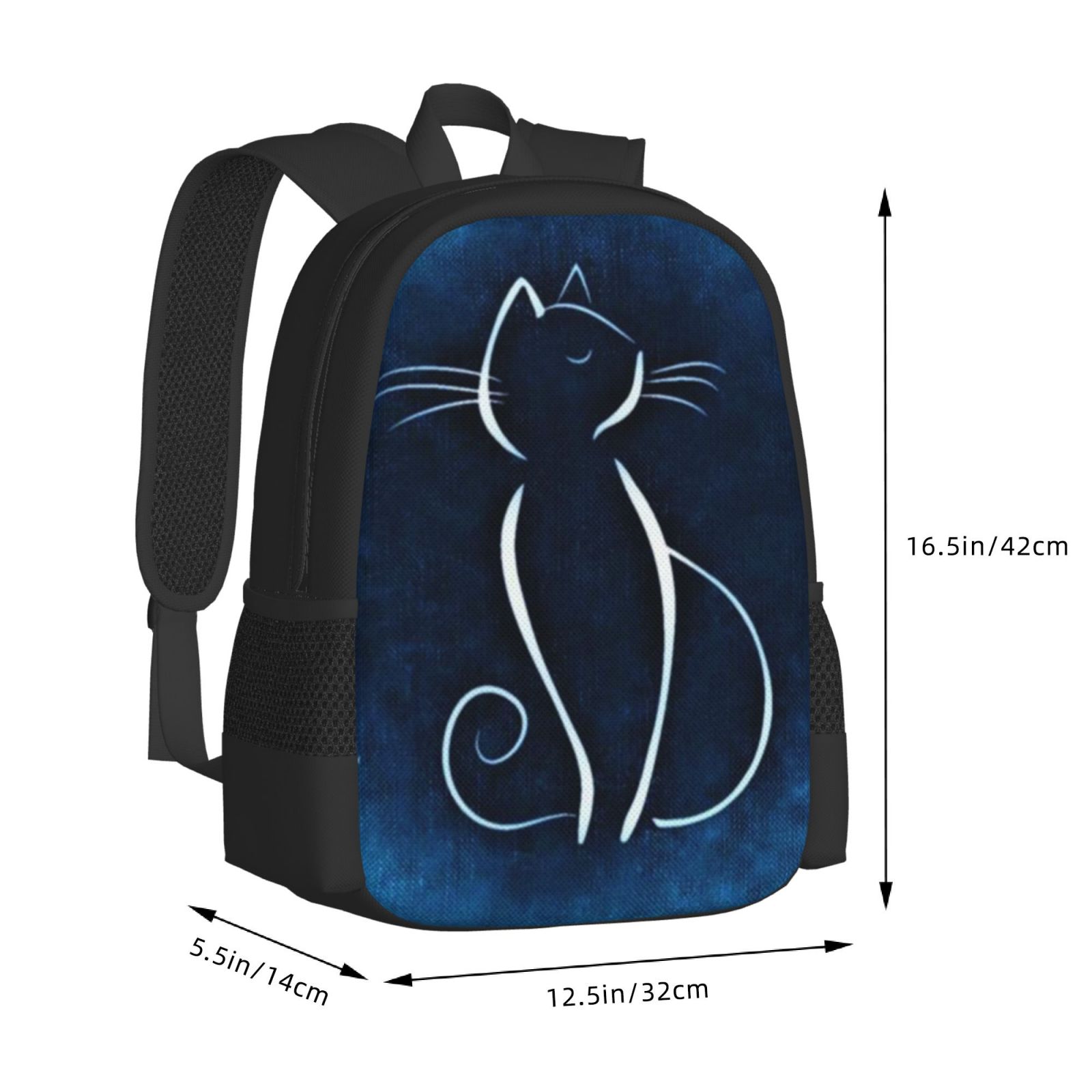 Ratiio Cat Sketch Backpack for Men and Women - Durable 600D Oxford Cloth -Large Capacity, Water-Resistant School, Travel, and Hiking Bag