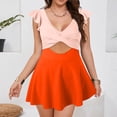 thumbnail image 2 of Huesdet Maillot de Bain une Pièce pour Femmes Grande Taille Contrôle du Ventre Robe de Bain Mignonne Modeste Courbée Maillot de Bain pour Dames[Orange,P], 2 of 9