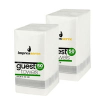 Impresserve 16" x 16" White Disposable Cloth-Like Paper Guest Towels with Silver Line Print - 100 Sheets