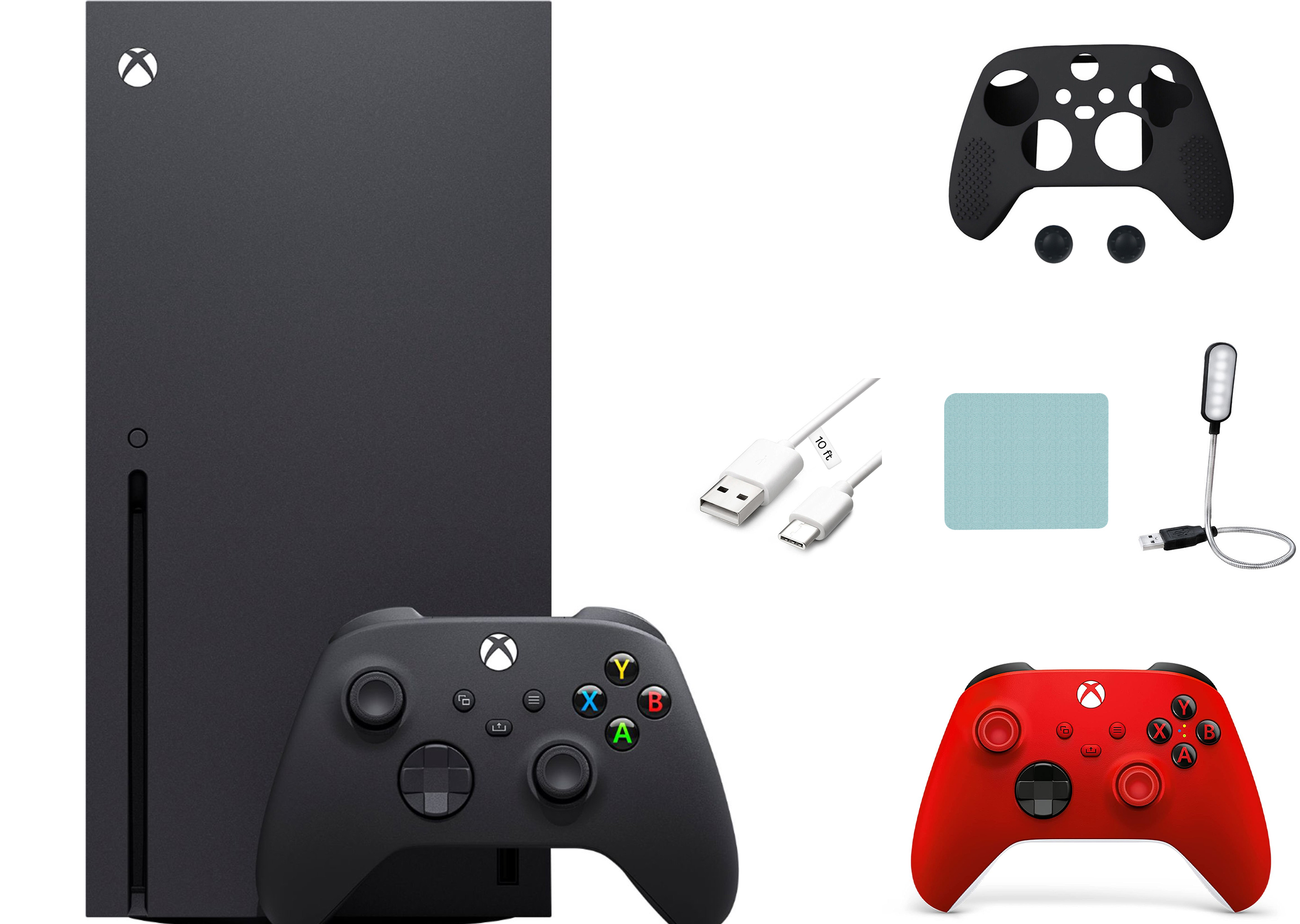 Microsoft Xbox Series X Bundle with One Black Xbox Wireless Controller, Extra Red Xbox Wireless Controller + Mazepoly Accessories